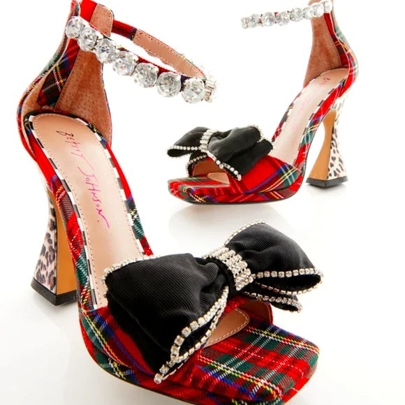 Betsey Johnson Rhinestone Bow Heels - Picture 1 of 5